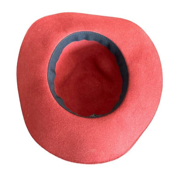 Anthropologie Brixton Dalila Hat Brimmed  Wool Size Small Red